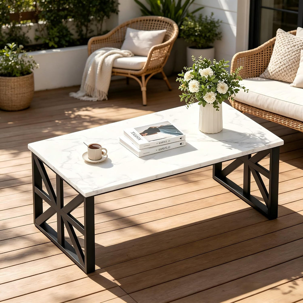 Coffee Tables for Living Room, Marble Coffee Table Modern White