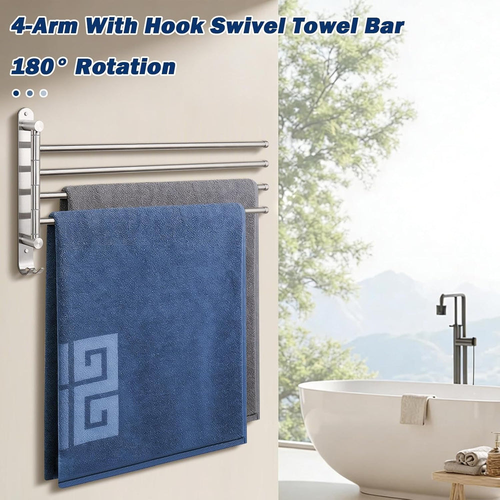 NearMoon Swivel Towel Rack, 19.5" Thicken 304 Stainless Steel 4-Arm Towe...