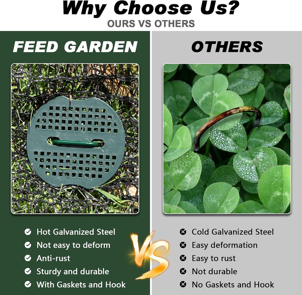 FEED GARDEN 6 Inch 200 Pcs Galvanized Landscape Staples 200 Pcs Gaskets Pick ...