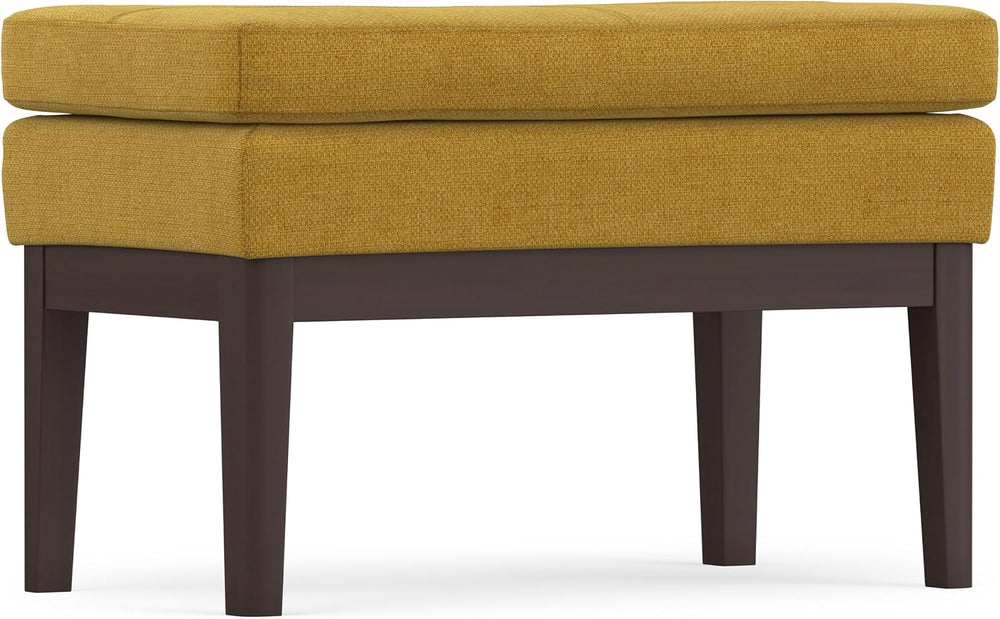 SIMPLIHOME Carlson 27" Wide Woven Fabric Rectangle Ottoman in Marigold