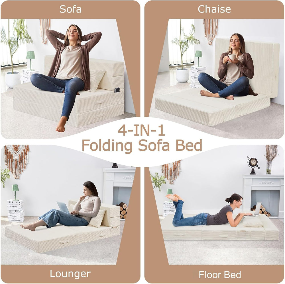 Folding Sofa Bed, Convertible Sleeper Chair Bed, Floor Sofa with Bag