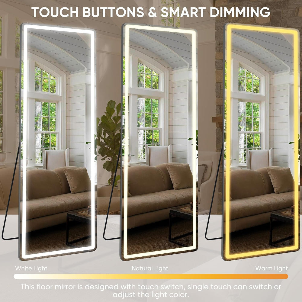 Antok 58"x18" LED Full Length Mirror, Lighted Floor Mirror, Rect