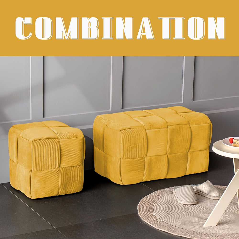 Cmishe 28" Rectangular Woven Corduroy Ottoman Footrest - Large Modern En...