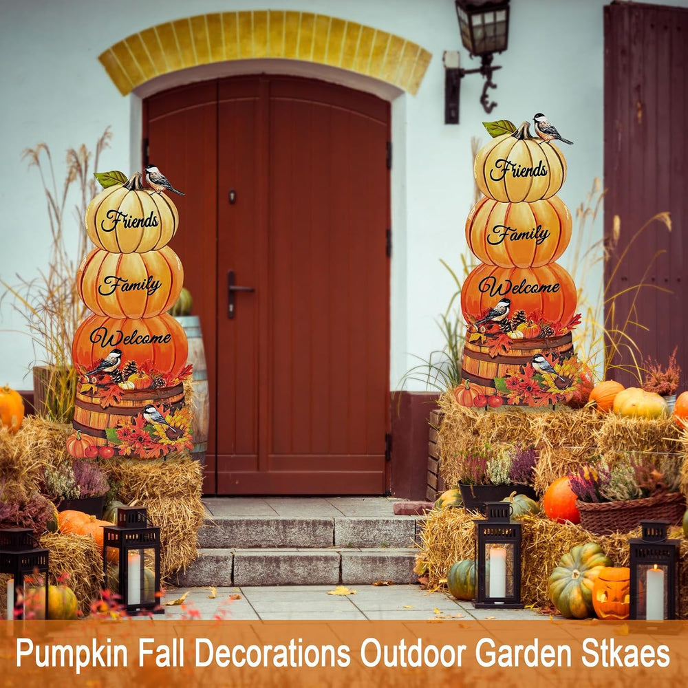 Thanksgiving Pumpkin Garden Stakes,Fall Decorations Outdoor Yard Art Decor