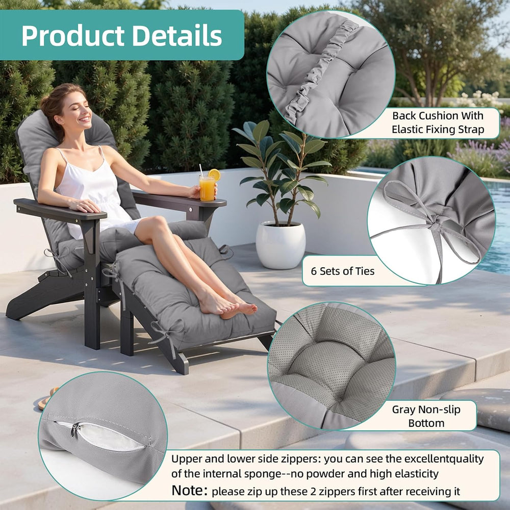 Rocking Chair Cushion Set with Ottoman Pad 4-in Thick, Grey