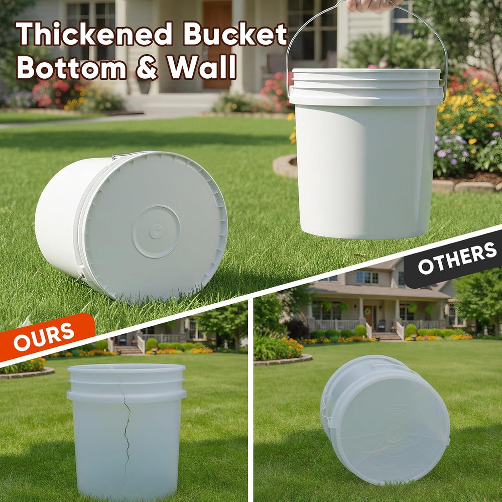 2.5 Gallon Bucket for Cleaning, Small Extra Thick Plastic Bucket with Metal H...