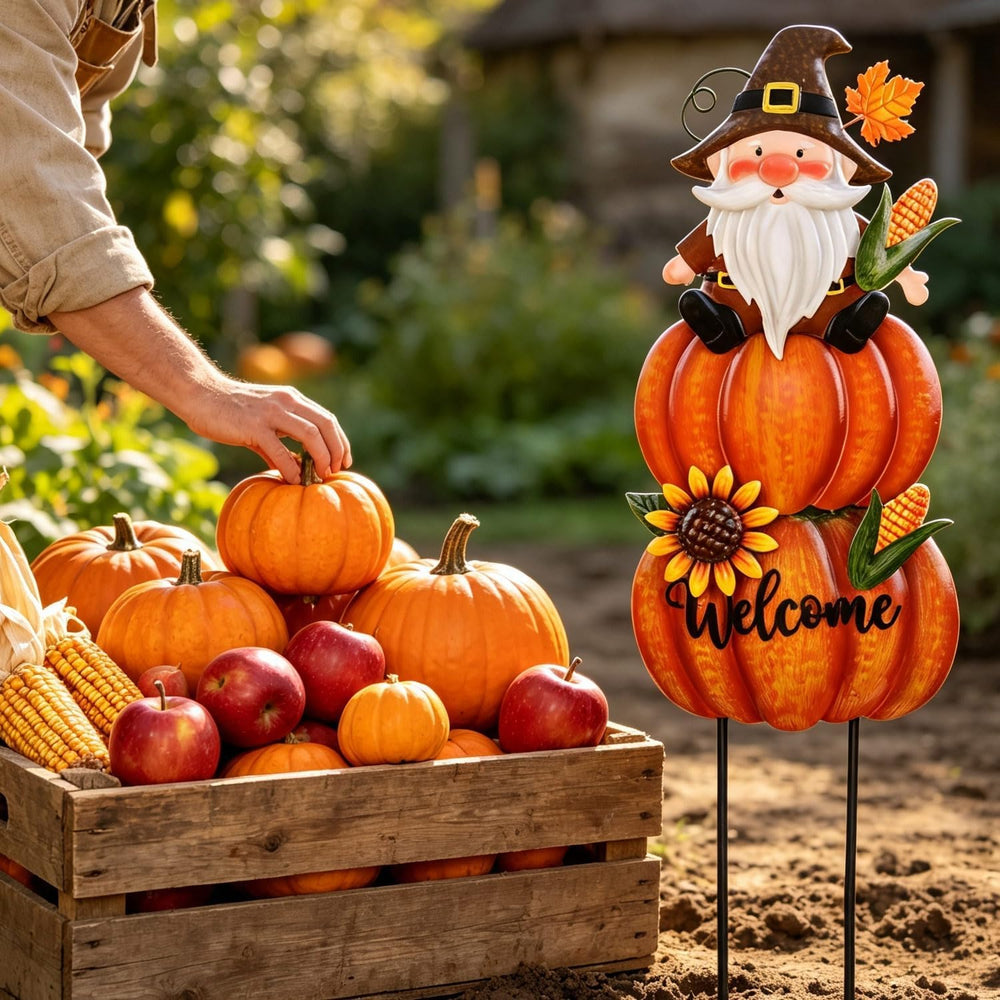 Fall Gnome Yard Stakes Large 39.3inch for Thanksgiving Decor