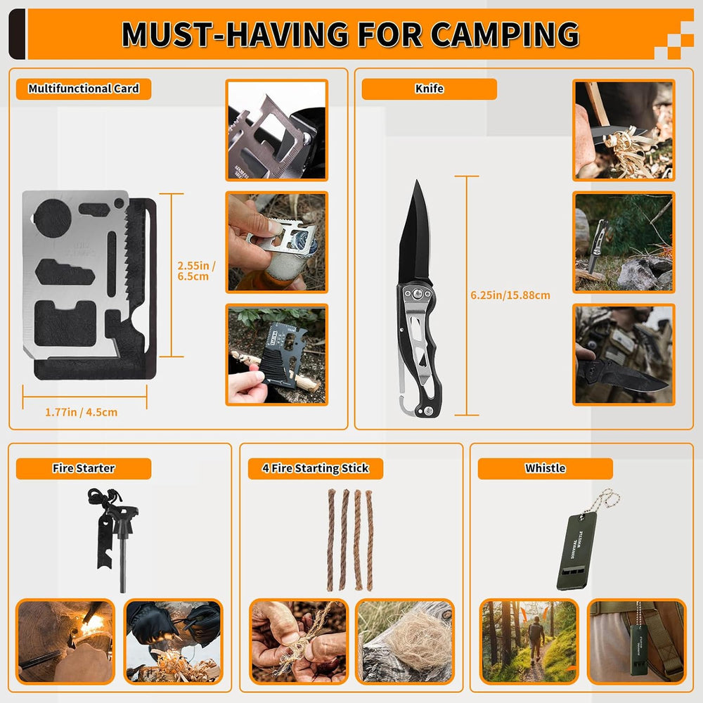 Survival Kit, Gifts for Men Women Teen Boys, 252 pcs Survival Gear and Equipm...