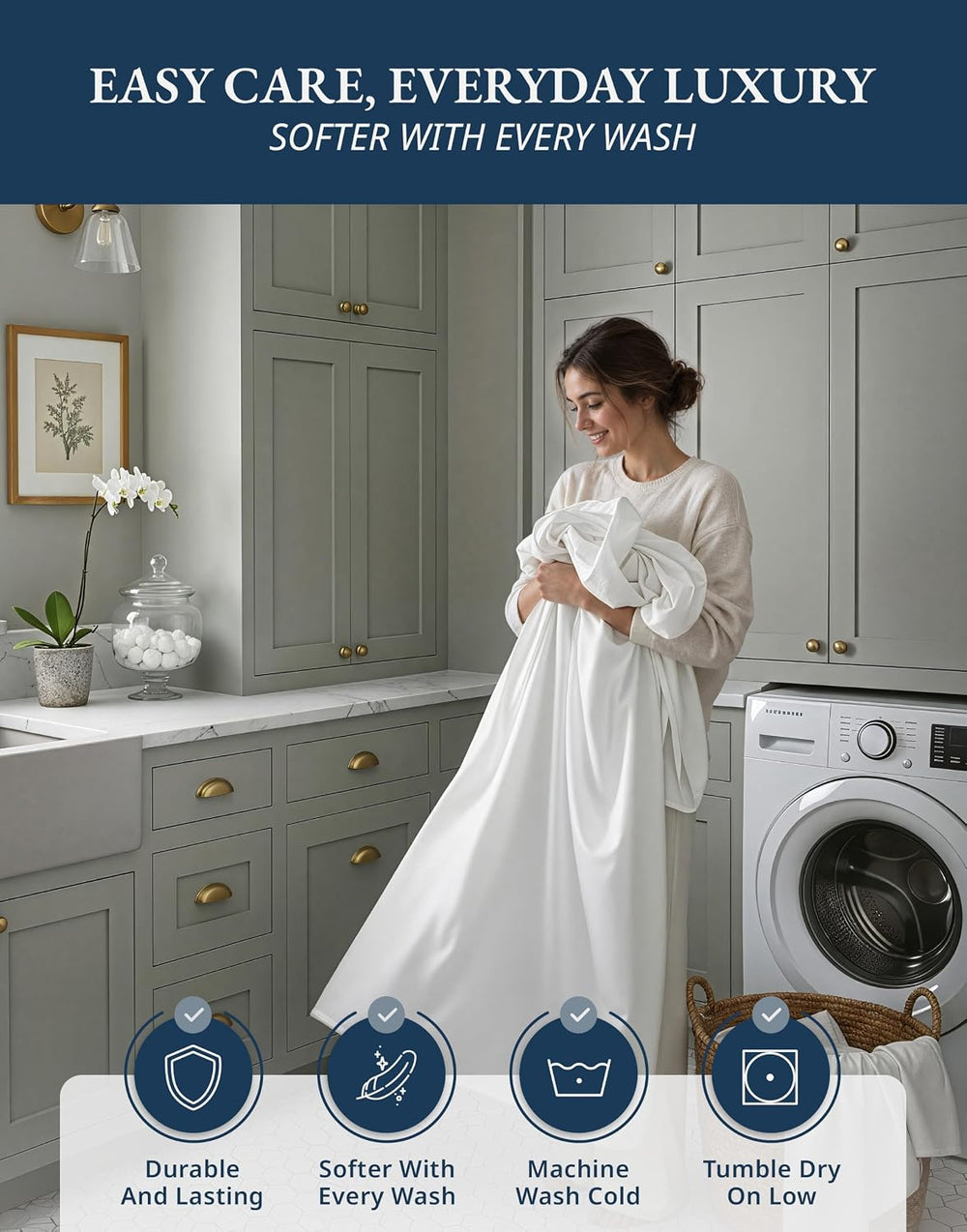 100% Egyptian Cotton King Size Sheets Set Hotel Style Sateen Weave - White