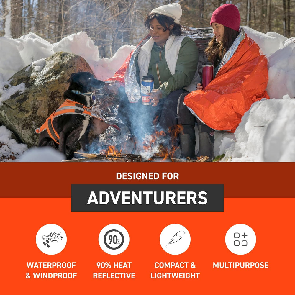 SOL 90% Heat Reflective Emergency Blanket, 58" x 98", Orange (3 Pack)