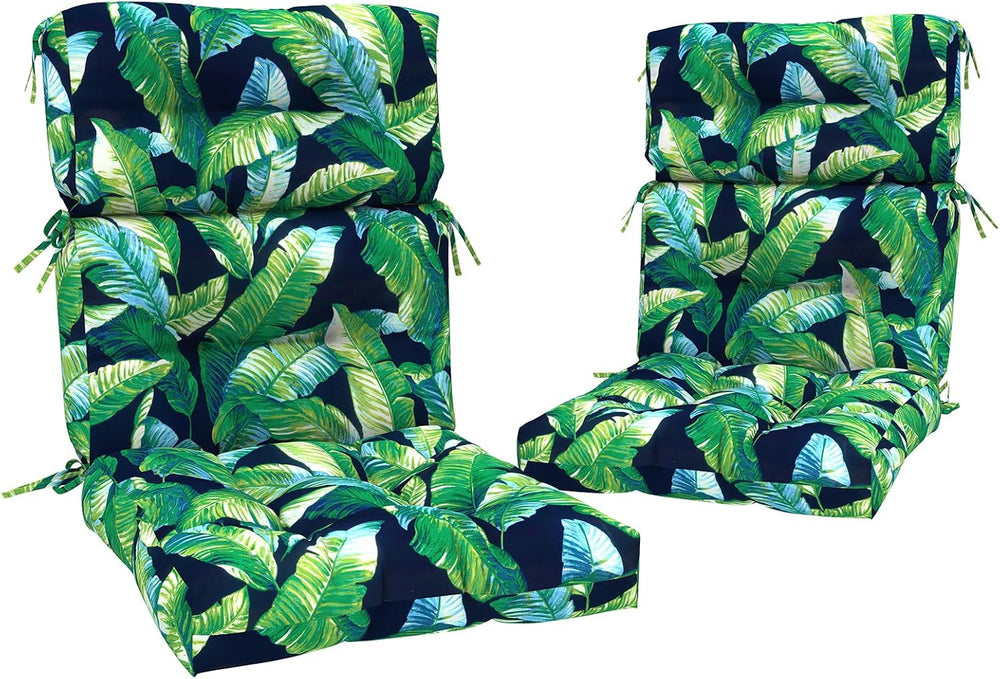 Outdoor High Back Chair Cushions Set of 2, Water-Resistant Chair Cushions for...