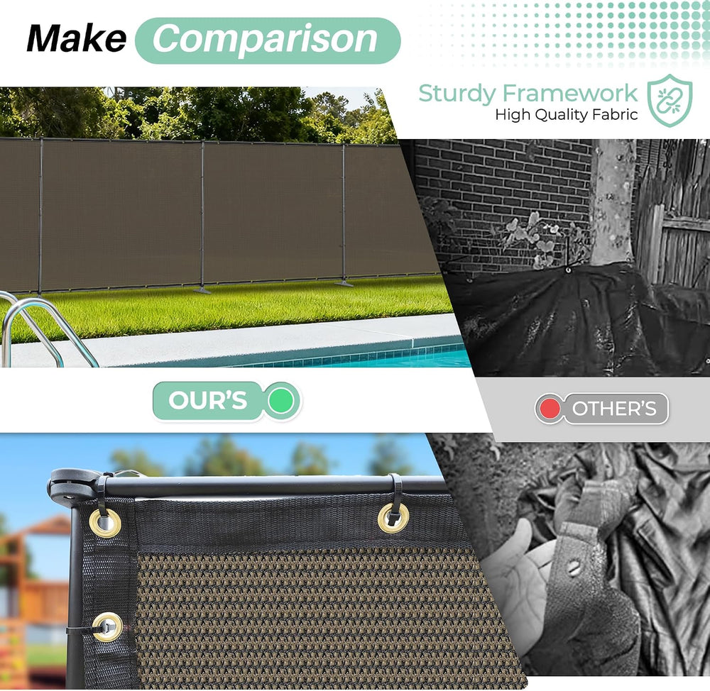 SunnyRoyal 5' x 24' Privacy Fence Screen Panel with Iron Poles Freest...