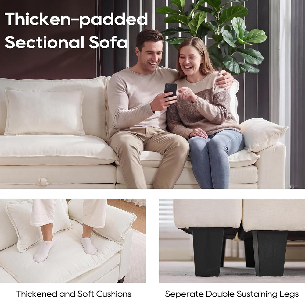 URRED Oversized Modular Sectional Sofa,Ivory:157" U Shaped