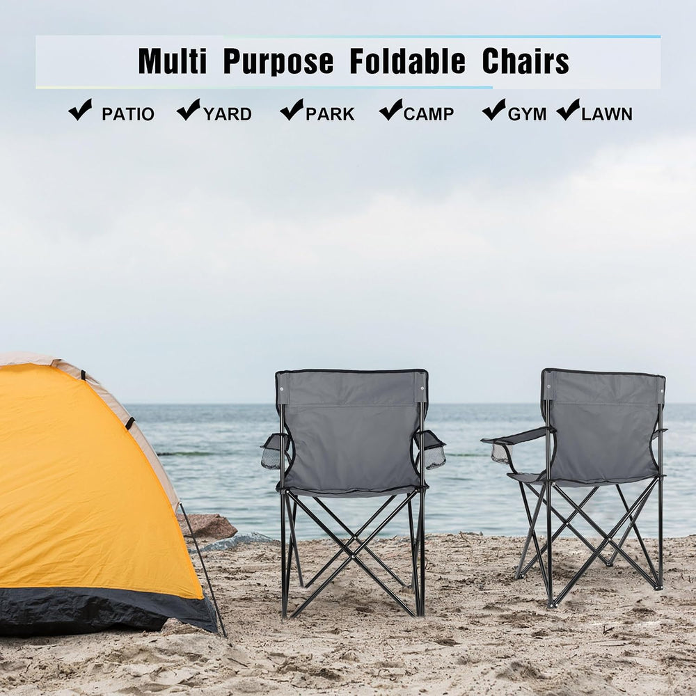 HaSteeL Camping Chair for Adults, Folding Beach Chair Set of 2, Large Foldabl...