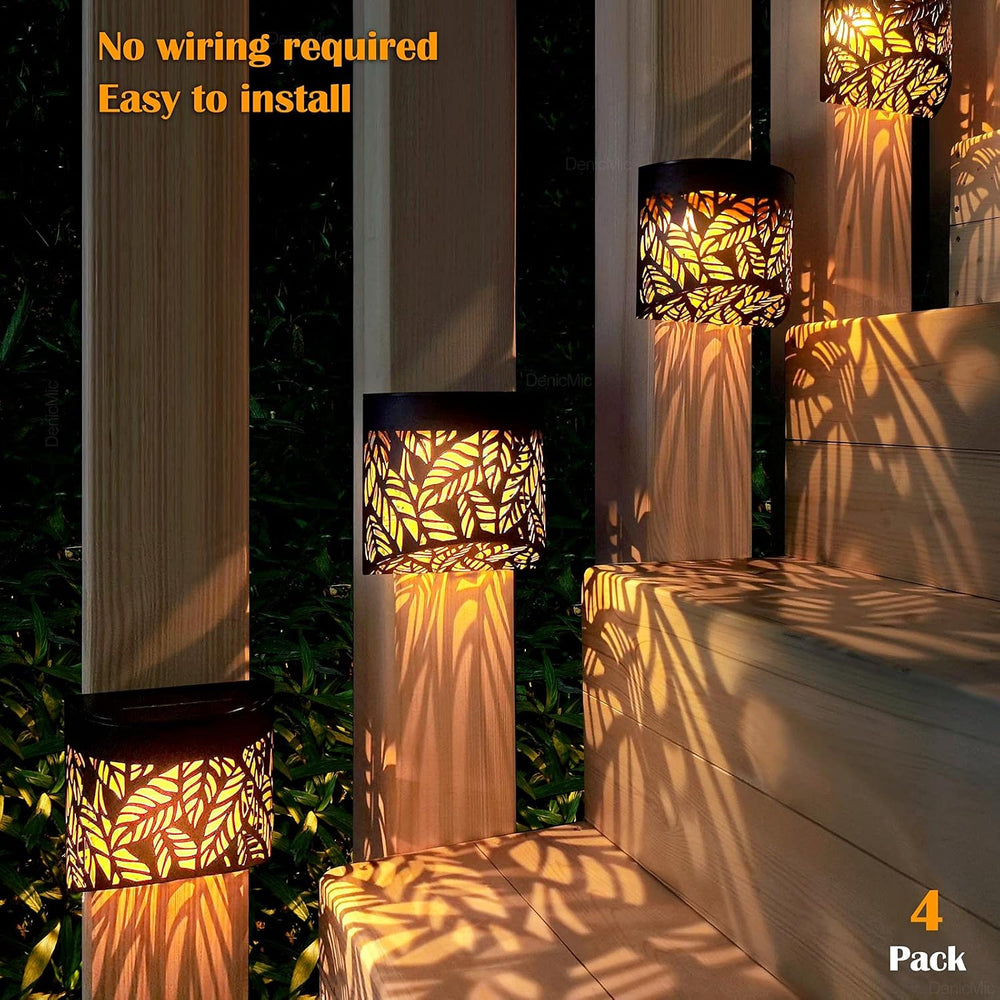 DenicMic Solar Wall Lights Outdoor 4 Pack Fence Solar Lights Led