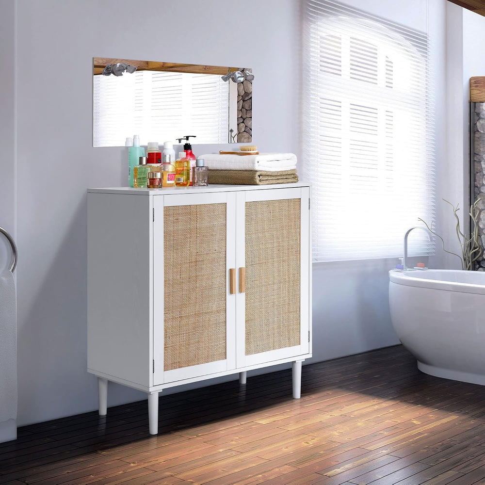 Finnhomy Sideboard Buffet Cabinet, Kitchen Storage Console with Rattan Decora...
