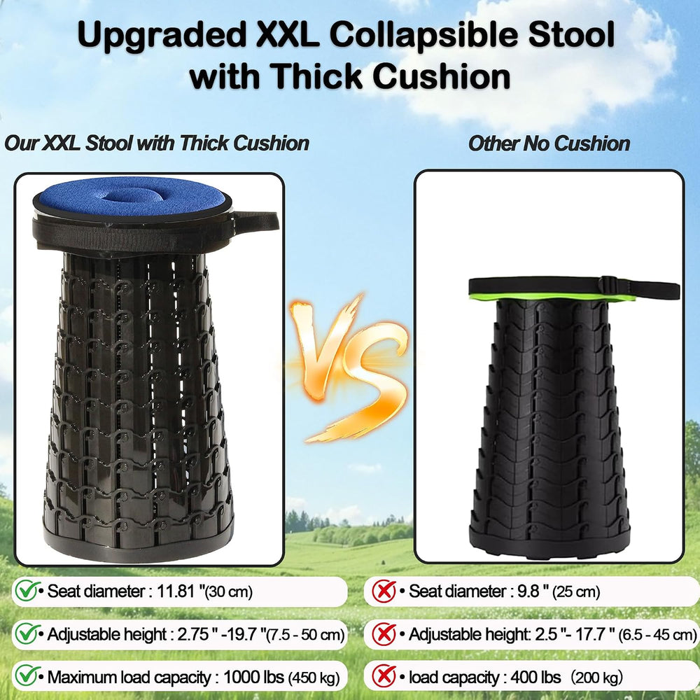 ALEVMOOM 2026 Upgraded XXL 19.7" Collapsible Stool with Cushion, 1000lbs...