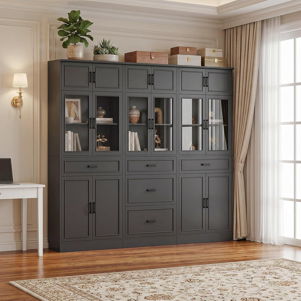 Unikito 80" Tall Modular Kitchen Pantry Storage Cabinet with Glass Doors
