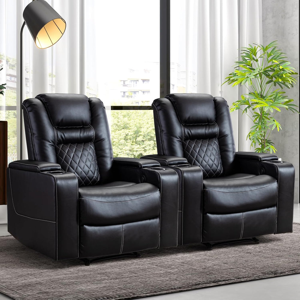 CANMOV Electric Power Recliner Chair Set of 2, Breathable Leather Home Theate...