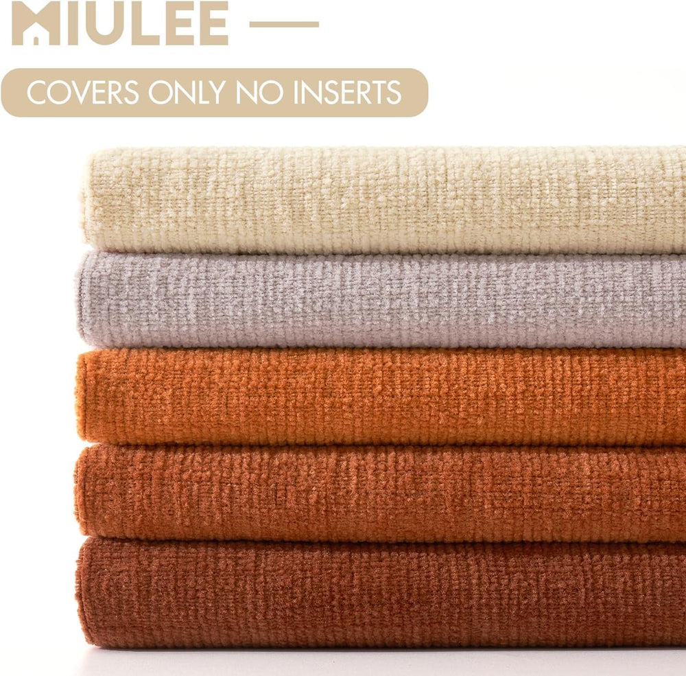MIULEE Halloween Fall Burnt Orange Chenille Couch Pillow Covers, 20x20