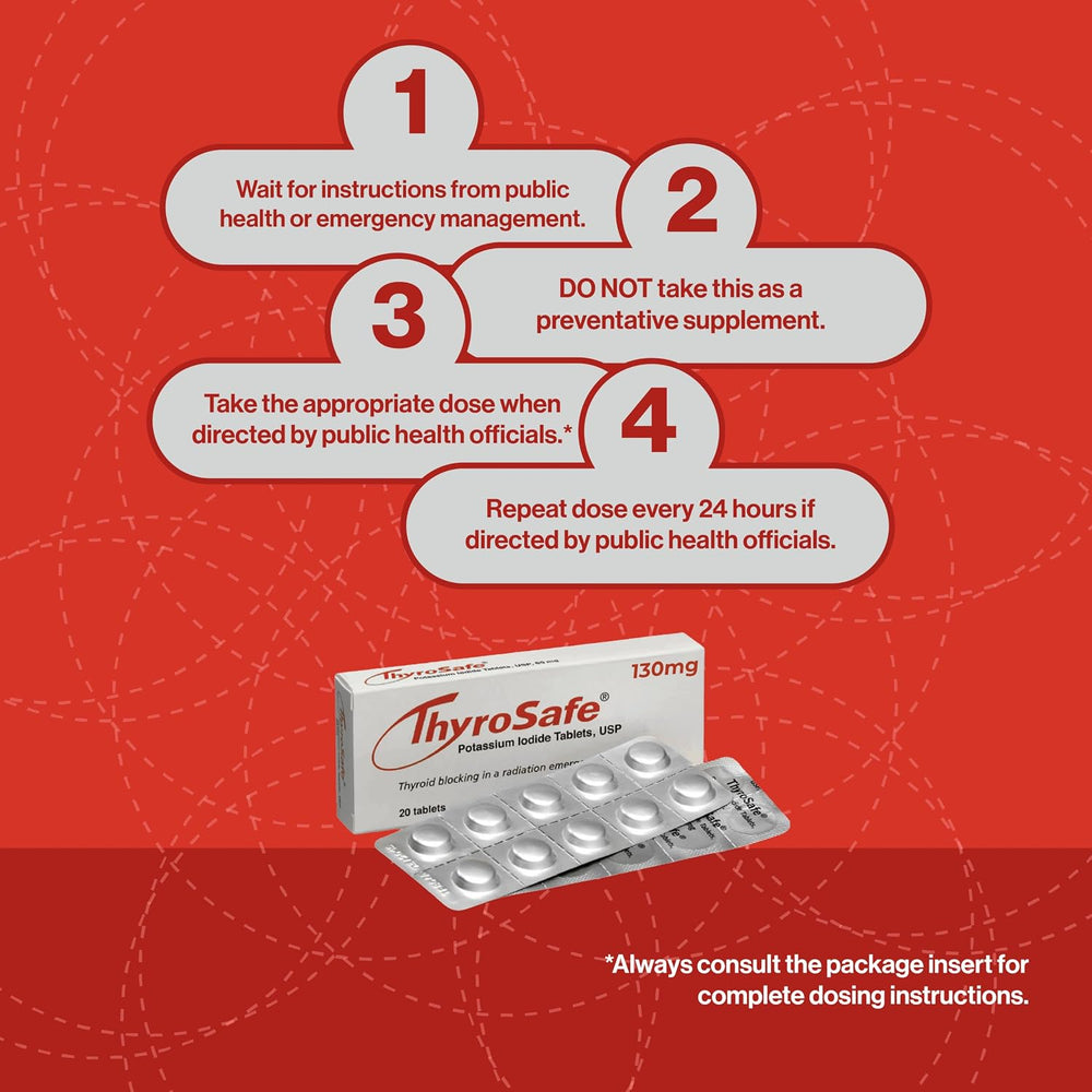ThyroSafe Potassium Iodide 130mg Tablets (KI Pills) - Iodine for Radiation Em...