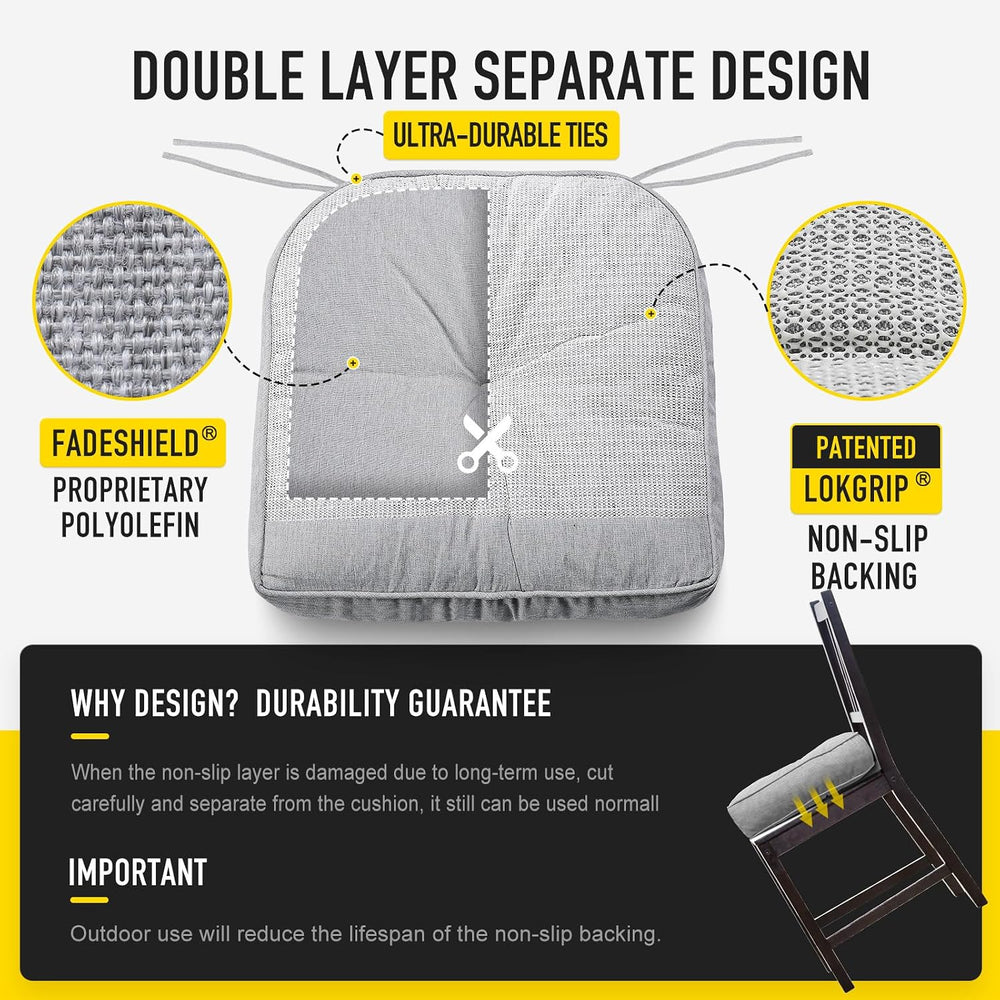 SUNROX LokGrip Non Slip Gel Memory Foam Chair Cushions for Dining Chairs Tail...