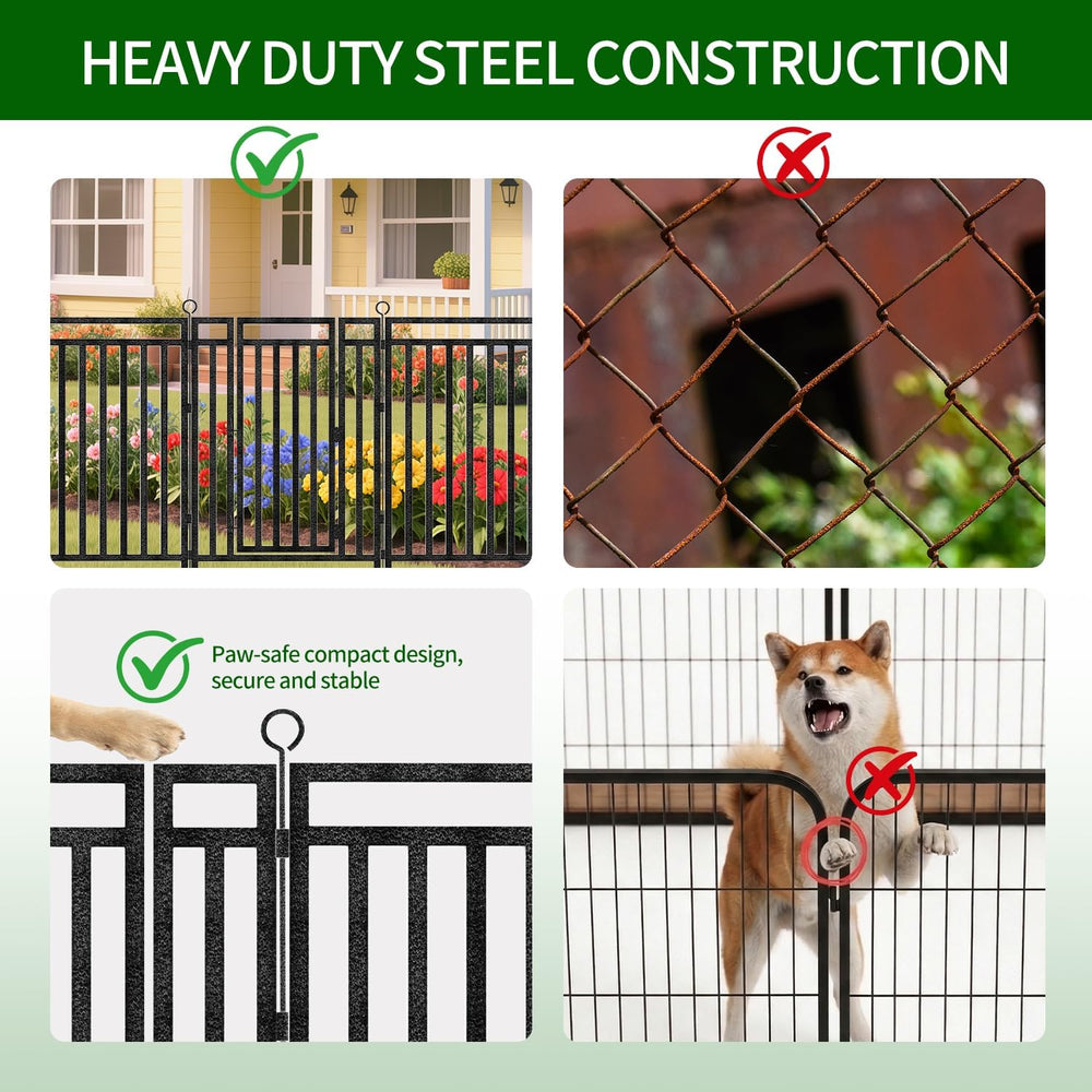 Decorative Garden Fence Metal Dog Fence Outdoor, 40in (H) x 18ft (L), 7 Panel...