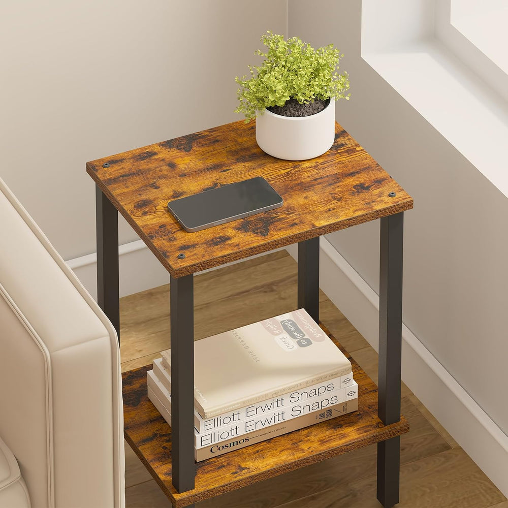 TUTOTAK End Table, Set of 2, Side Table, Nightstand, 2-Tier Storage Shelf