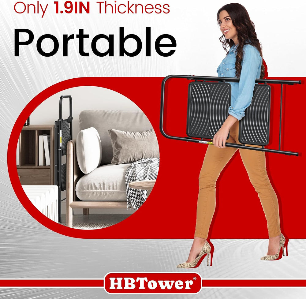 HBtower 2 Step Ladder, Step Stool with Wide Anti-Slip Pedal
