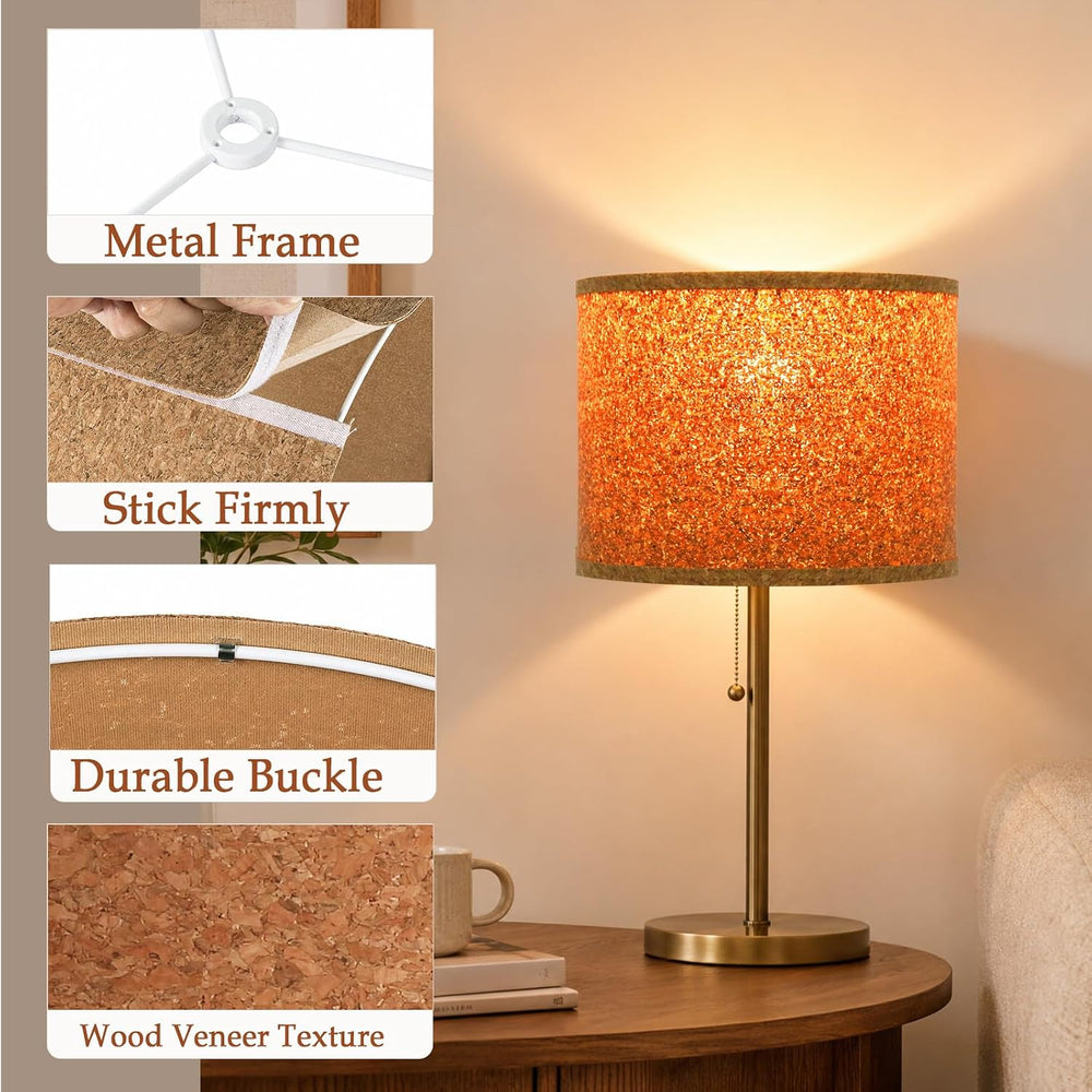 13x10 Inch Drum Lamp Shades set of 2, Replacement Shades with Harp & Fini...