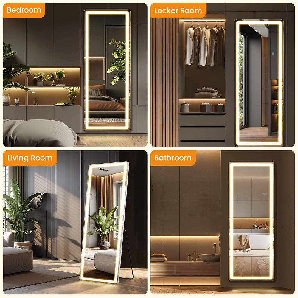 LED Rectangular Full Length Mirror, 71"L x 26"W Body Standing Mirror