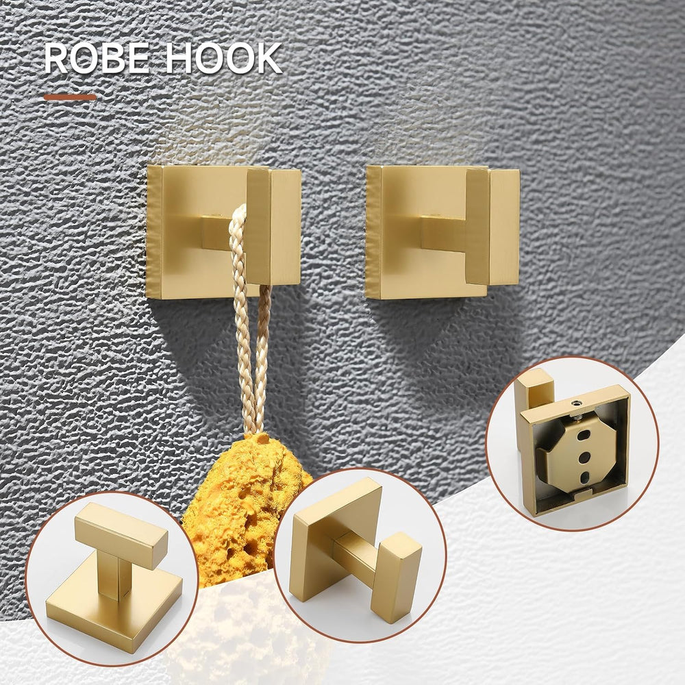 TQKAG 5 Piece Brushed Gold Bathroom Accessories 23.6" Bathroom Hardware Set