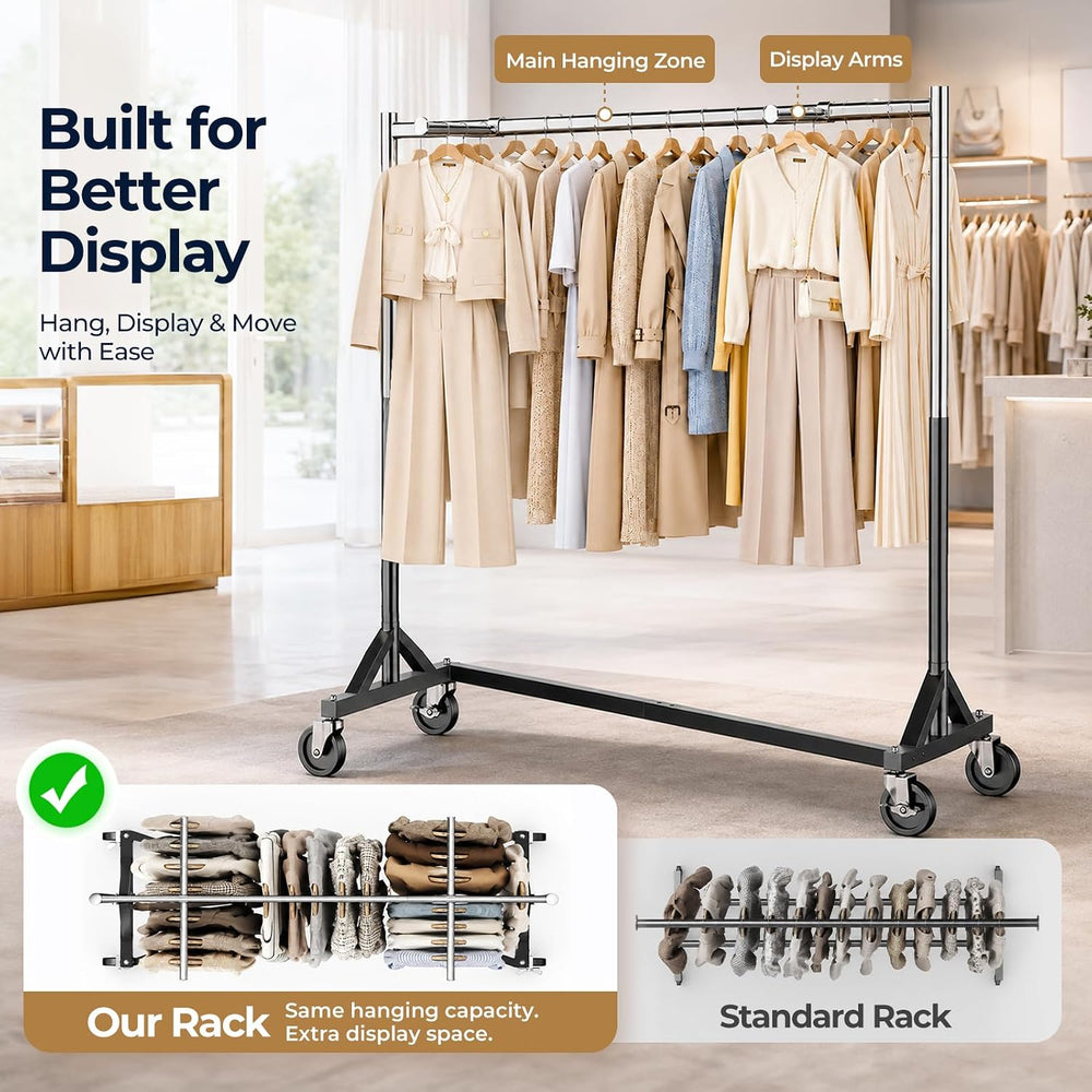 HOKEEPER Z Rack for Clothes Heavy Duty Hold 500 LBS with Display Arms