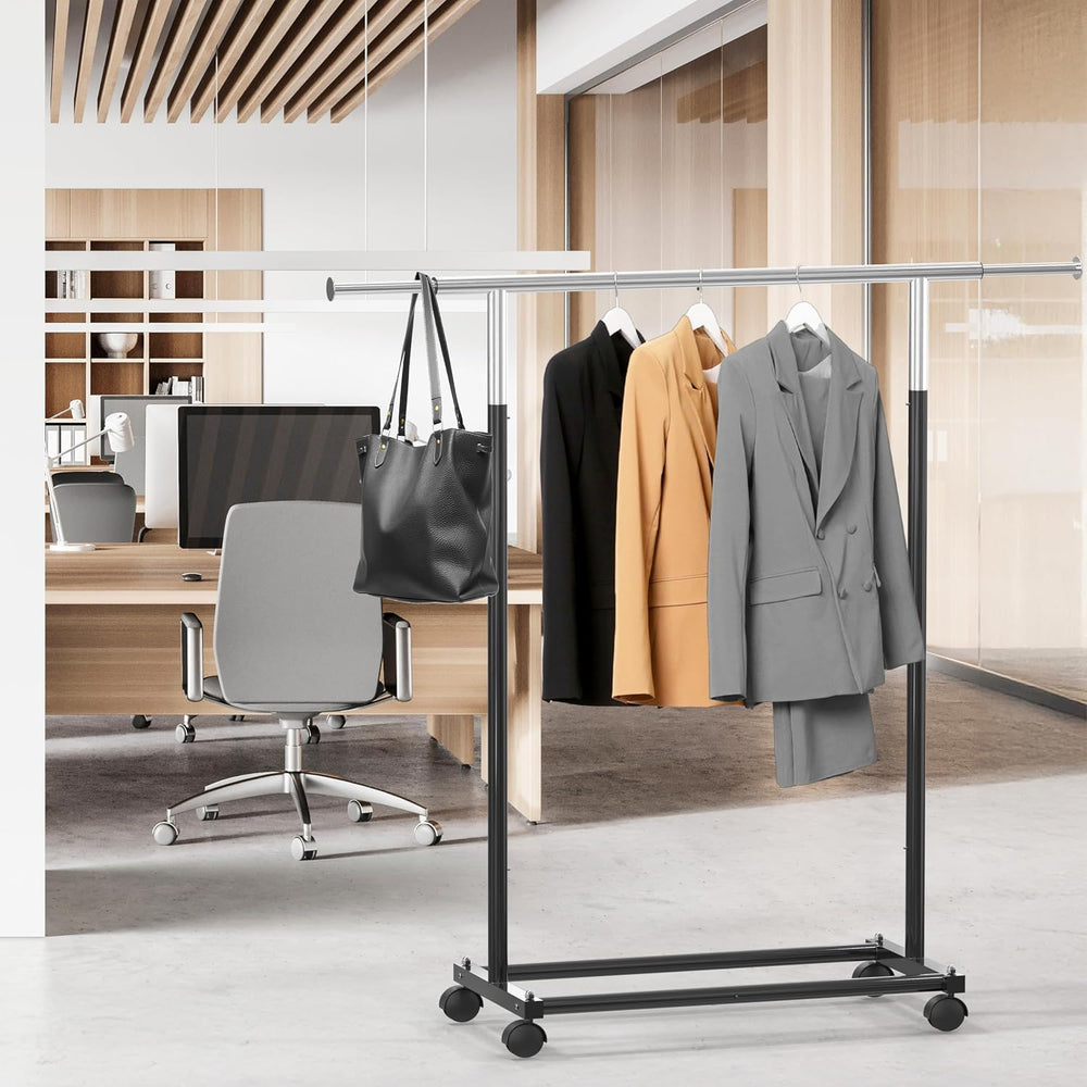 Simple Houseware Standard Rod Garment Clothing Rack, Black