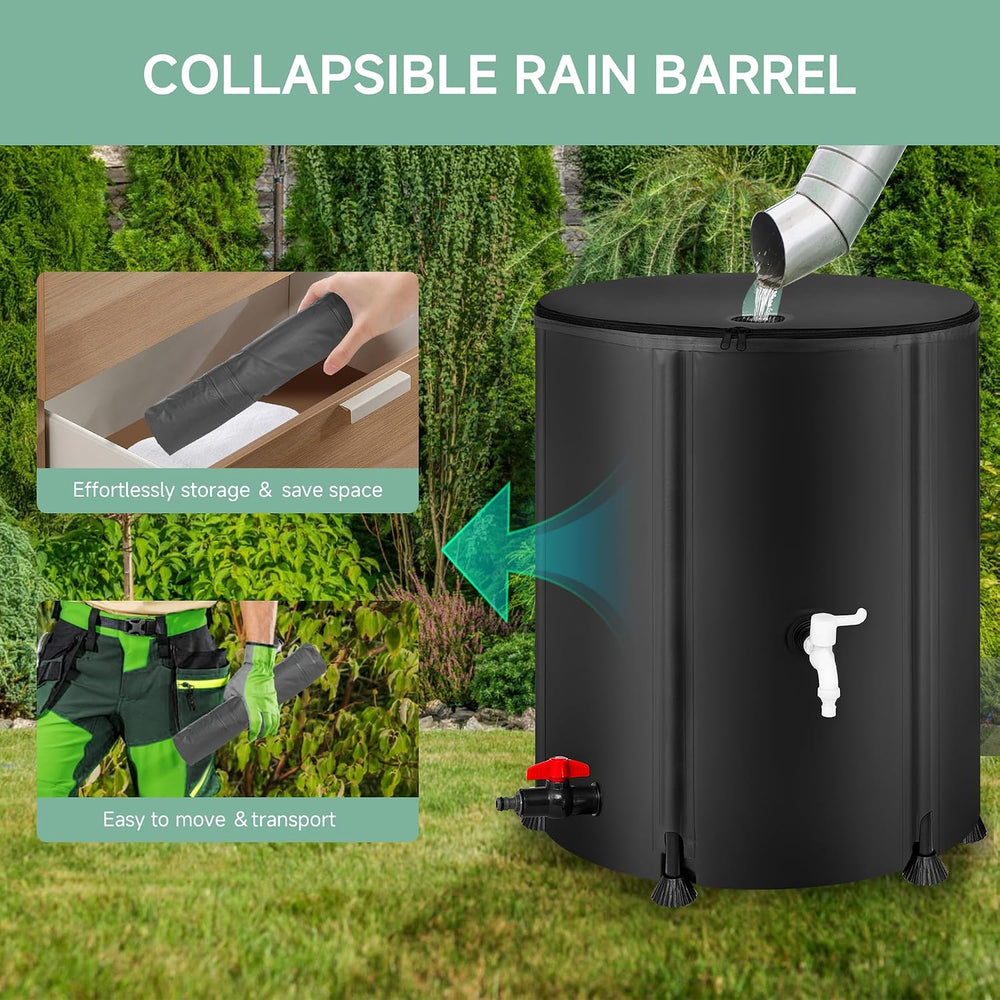 Collapsible Rain Barrel Water Storage Containers 53 Gallon