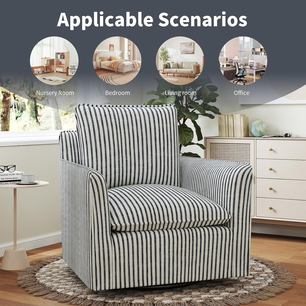INZOY Swivel Accent Square Chair with Thick Padded Backrest Cushion, Swivel R...