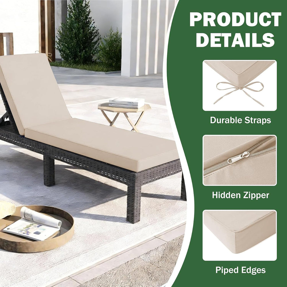 Chaise Lounge Cushions Outdoor, 80x 26x 3 Inch Waterproof & Fade-Resistan...