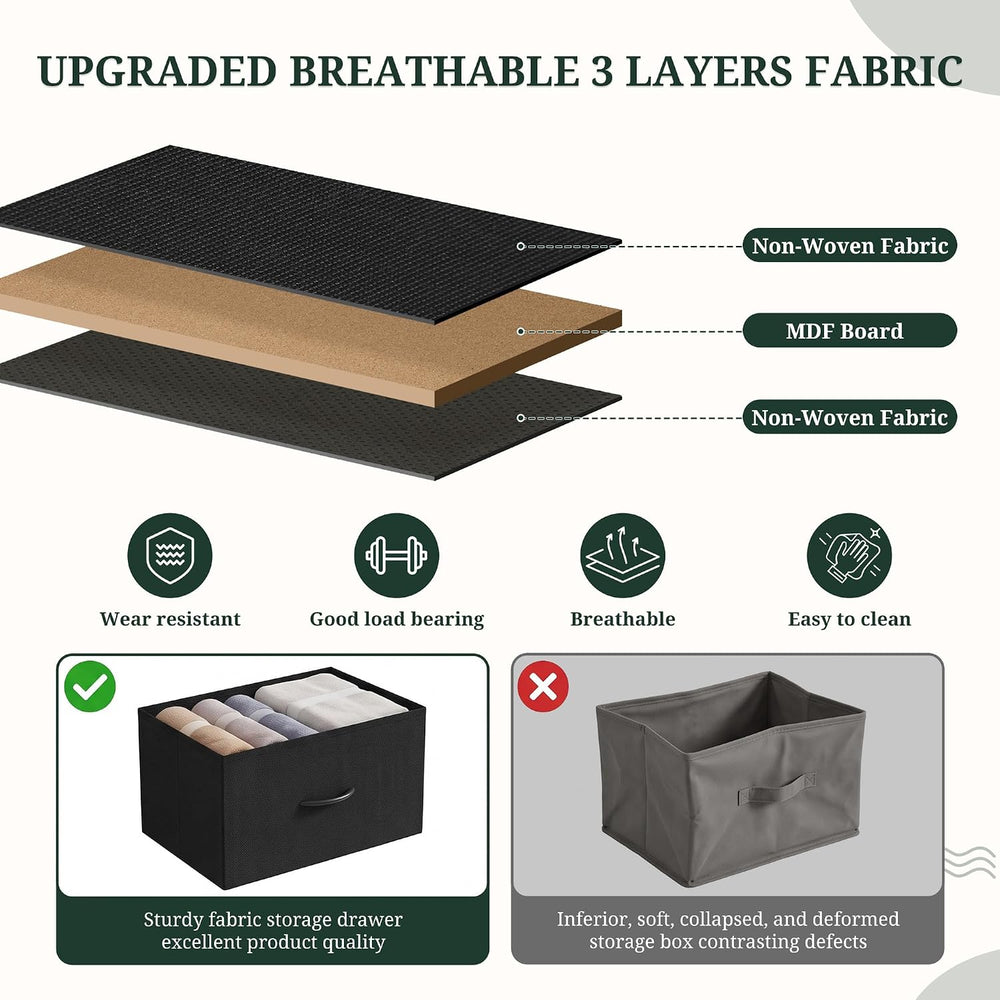8 Drawer Dresser for Bedroom, Wide Fabric Chest of Drawers, Wood Top