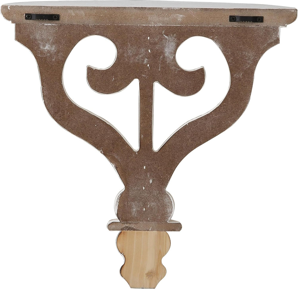 SOFE Rustic Vintage Wall Shelf - Scroll Wooden Floating Shelves, 12" Wide