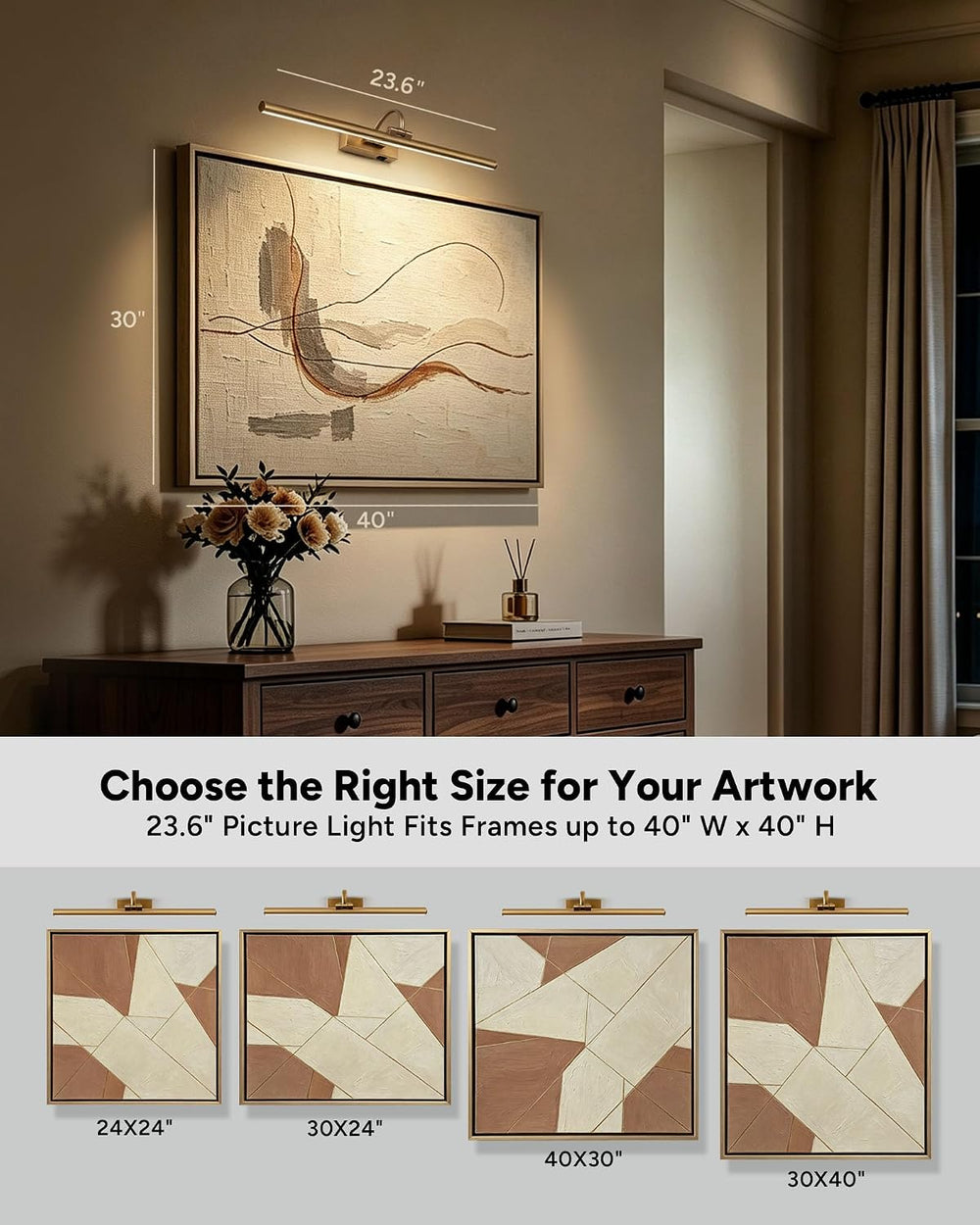 23.6" Gold Battery Picture Light for Wall Art