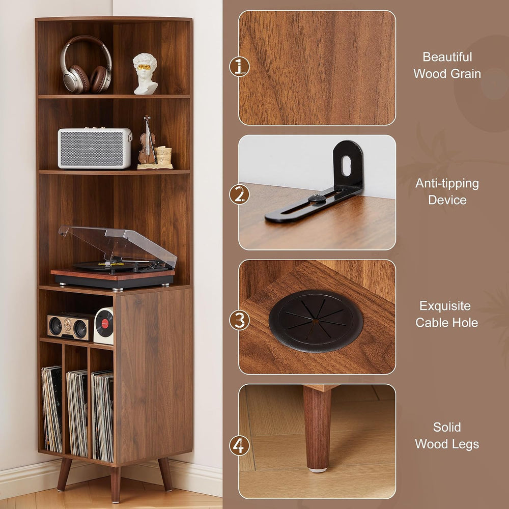 Corner Record Player Stand, 67'' Tall Turntable Stand Table