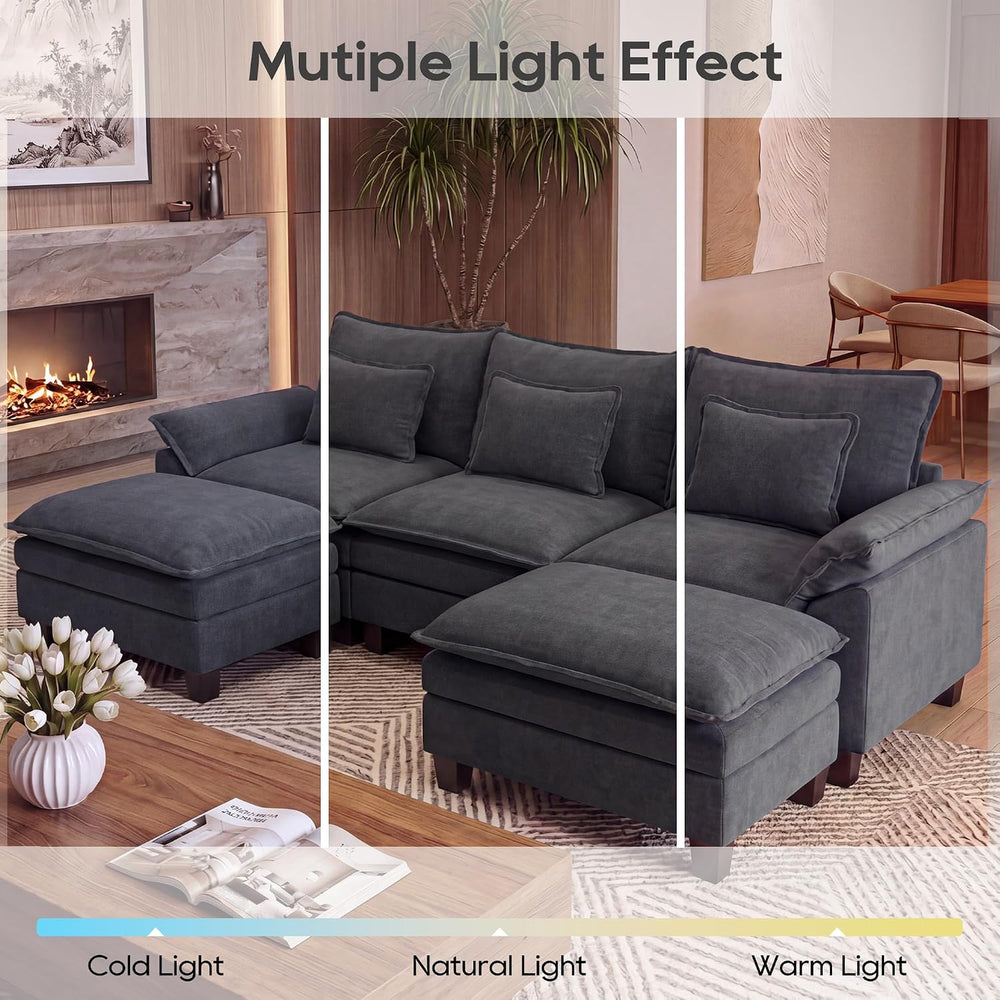 URRED Oversized Modular Sectional Sofa,Dark Gray:122" U Shaped
