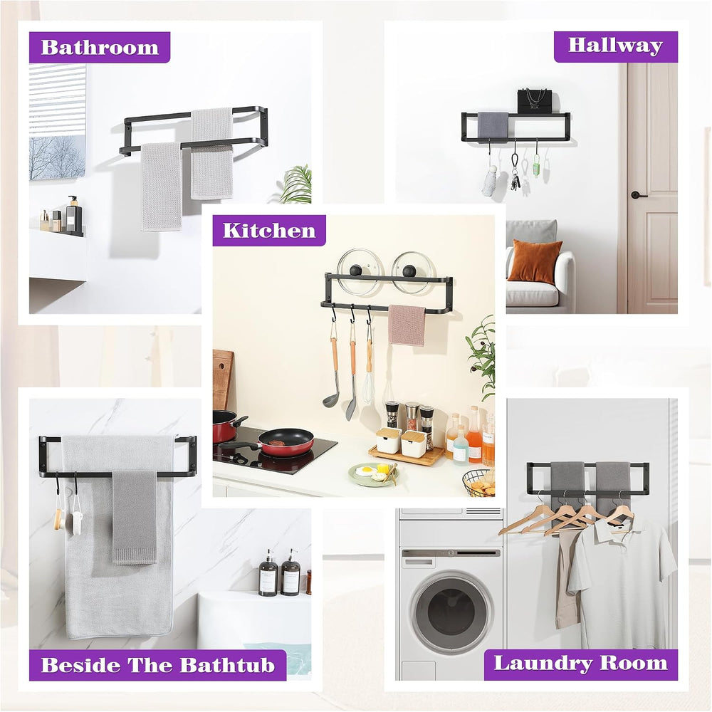 Alise Double Towel Bar, 24" Double Towel Racks for Bathroom, Matte Black