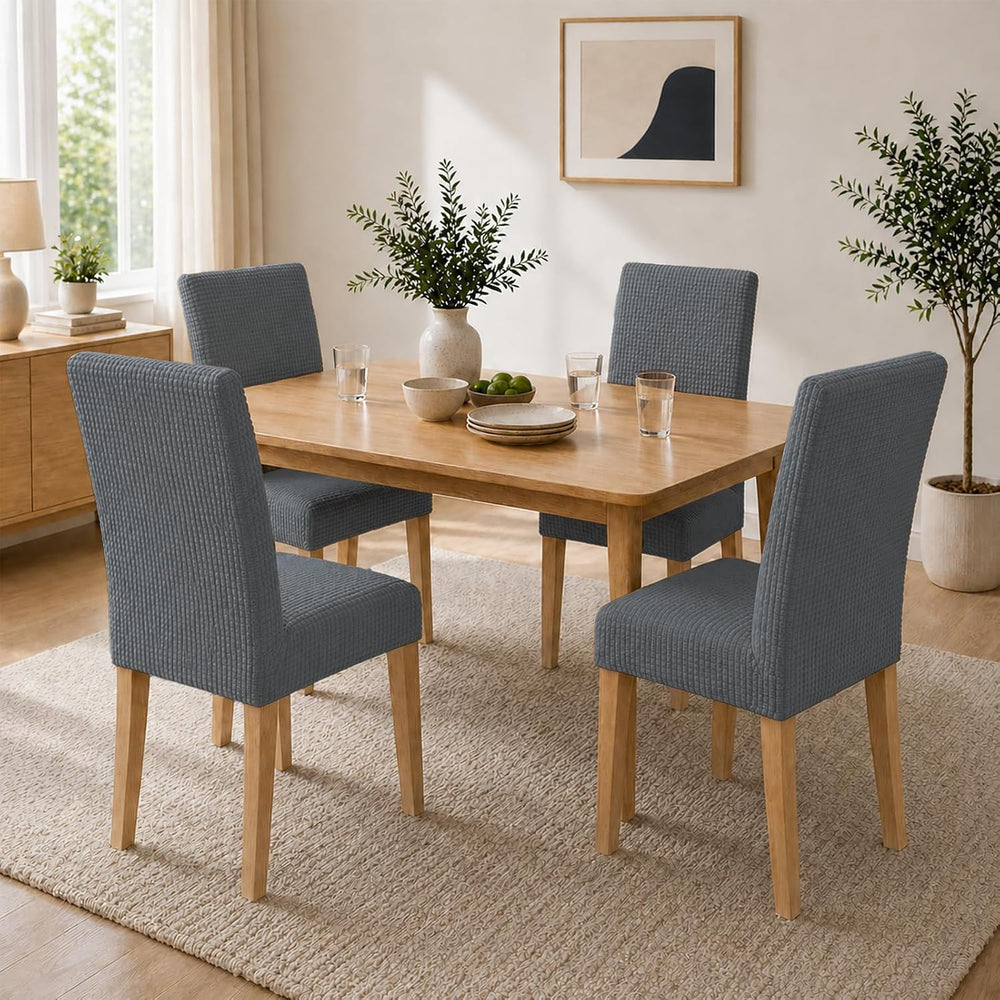 Waterproof Dining Chair Covers Set of 4, Gray Stretch Slipcovers