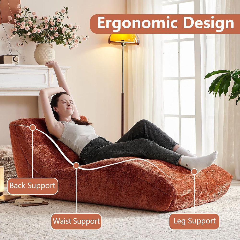 Chaise Lounge Chair with Curved Back, Modern Upholstered Recliner Sofa, Tufte...