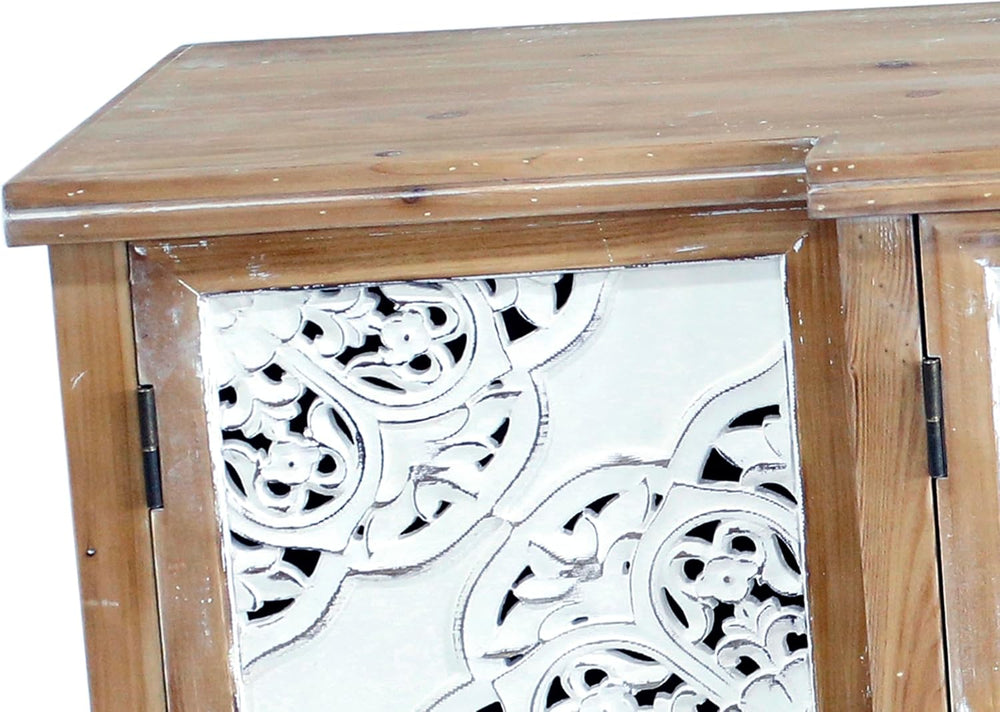 LKTART 63" Solid Wood Sideboard Buffet Cabinet with Storage,Carved Credenza
