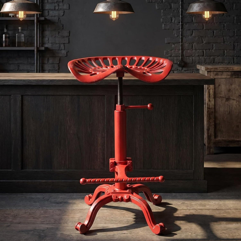 Rustic Industrial Farmhouse Tractor Seat Adjustable Bar Stool Industrial bar ...