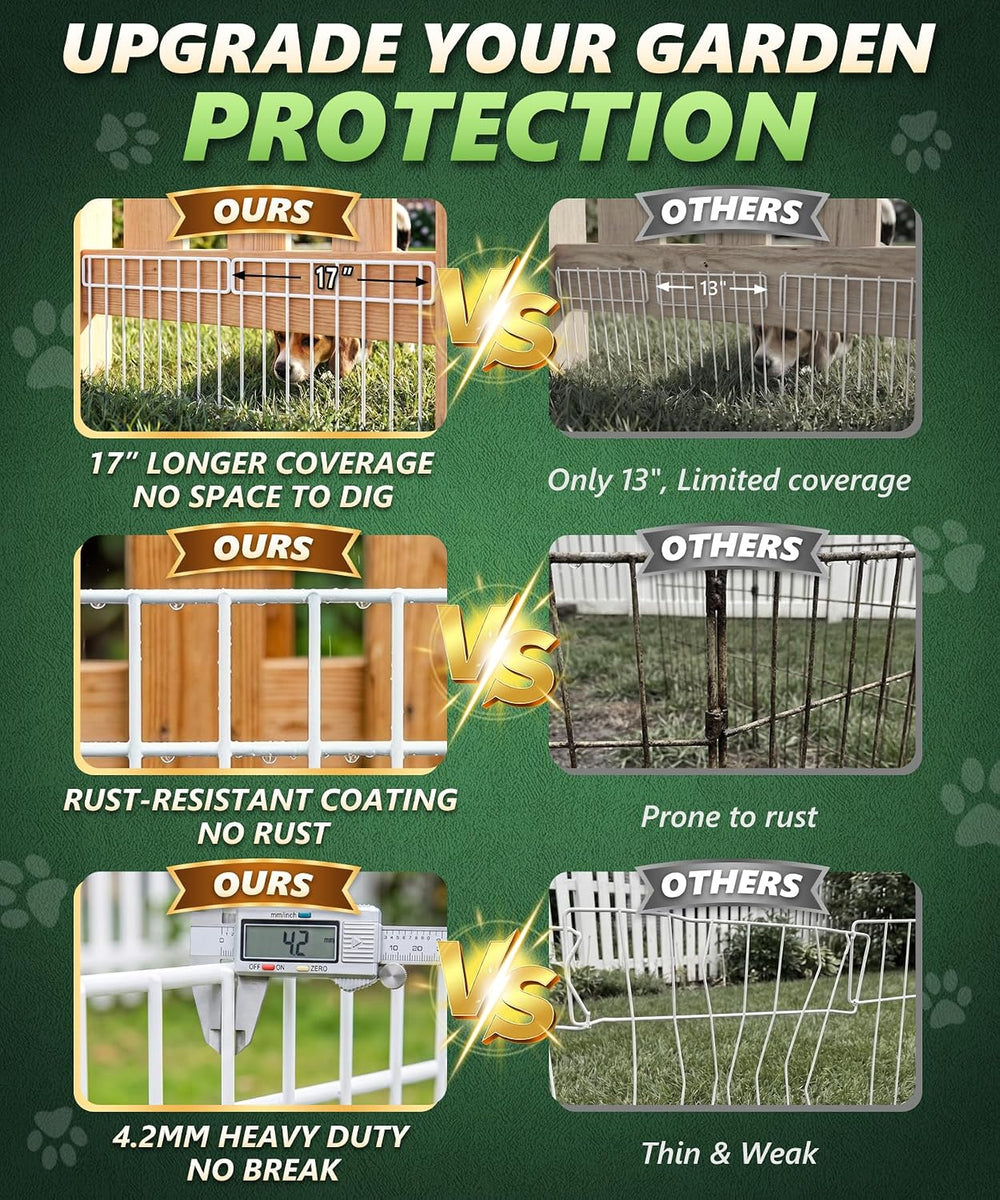42.5FT No Dig Animal Barrier Fence Panels - 30 Pack White Garden Fence Animal...
