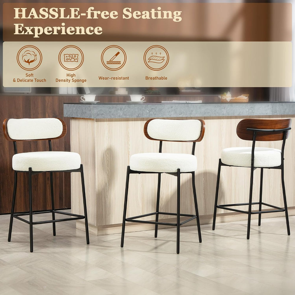 Bar Stools Set of 4 Boucle Counter Stools for Kitchen Island