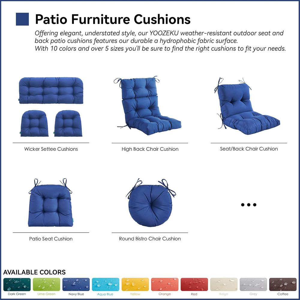 Outdoor Indoor Seat/Back Chair Tufted Cushion,All-Weather Patio Chair Cushion...